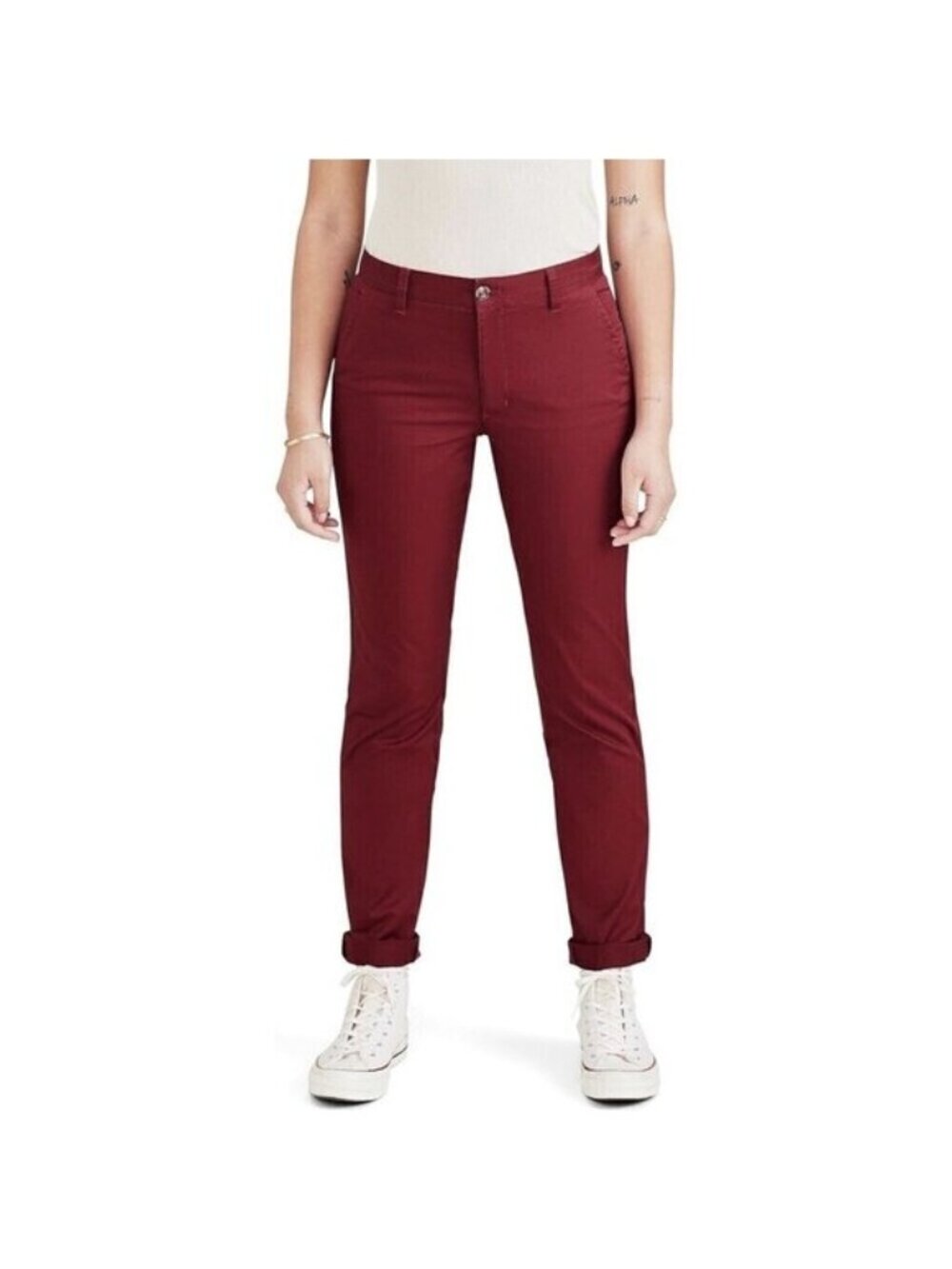 Dockers Women’s Burgundy Cotton Slim Ankle Pants Size 28 Cotton Comfort New